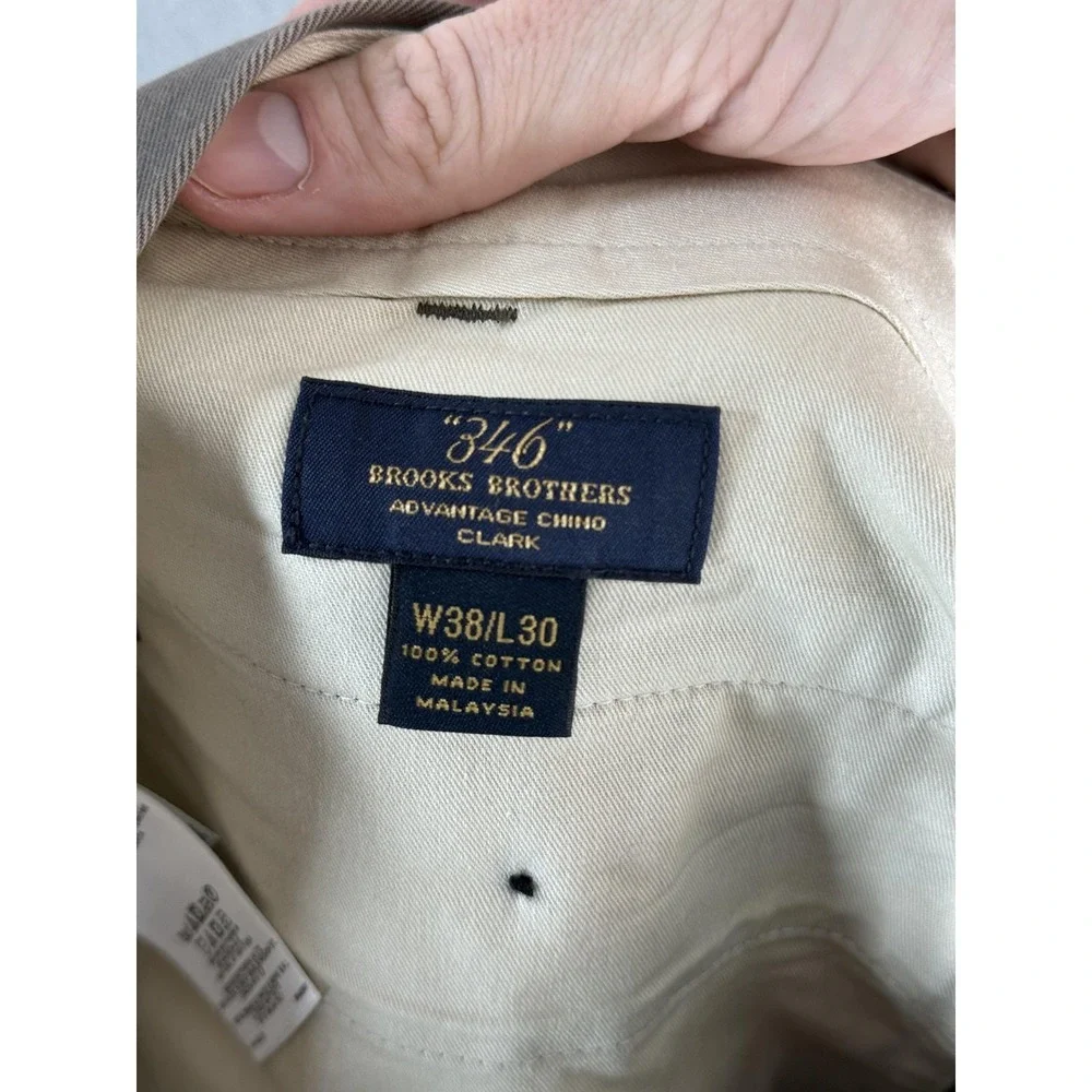 Brooks Brothers 346 Pants Mens 38x30 Brown Classic Fit Advantage Chino Clark
